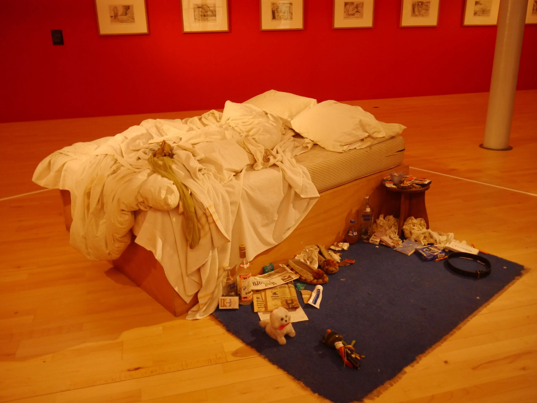 Image of Tracey Emin's My Bed when exhibited at Tate Liverpool in September 2016.