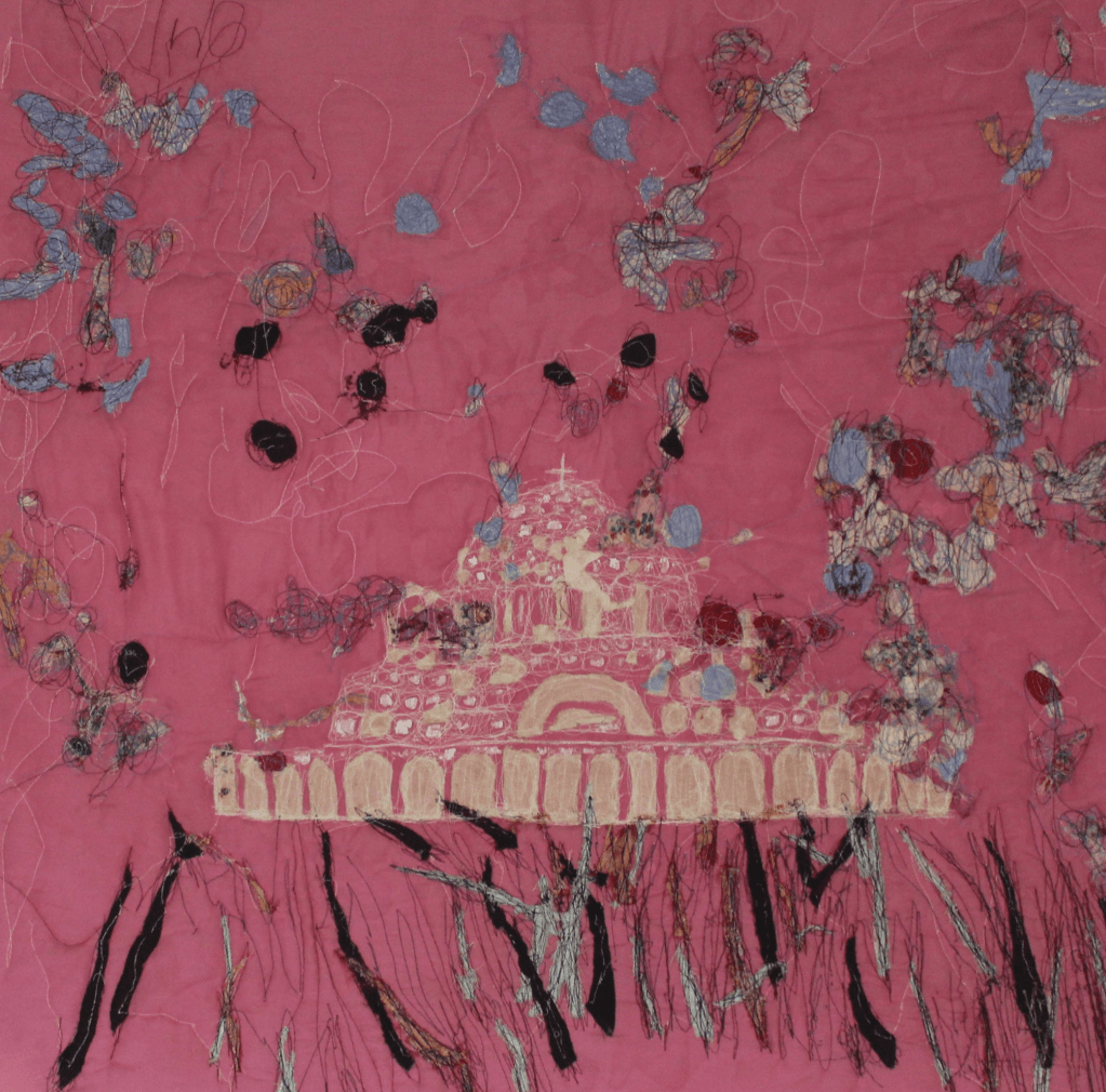 Free Hand Embroidery of Sefton Park Palm House in Liverpool completed by Alison Little.