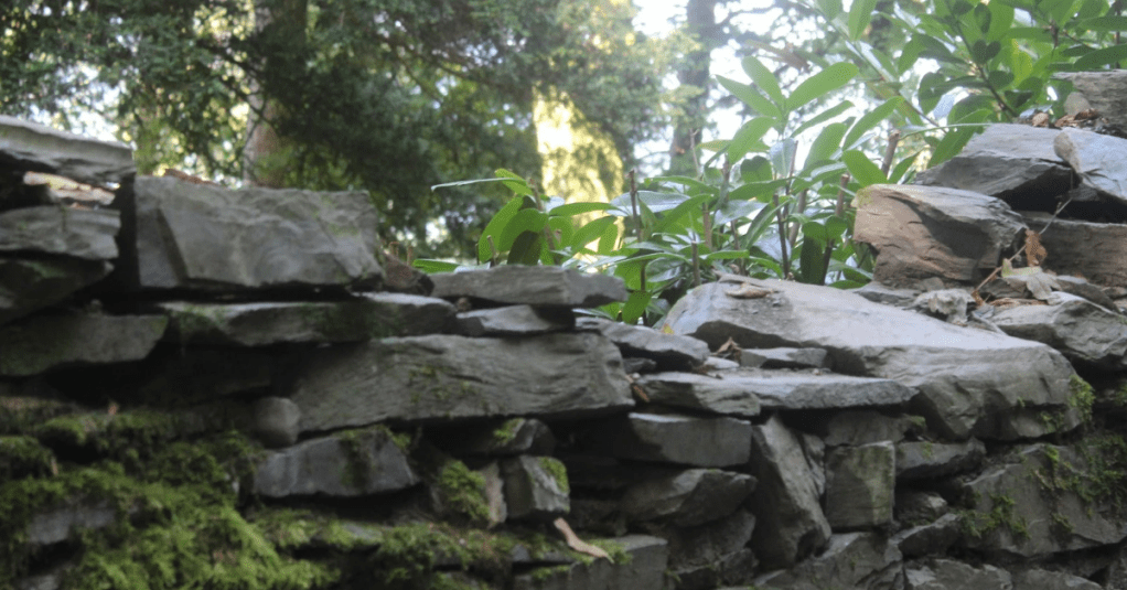 Wall presenting glimpses of the view on route to Orrest Head.