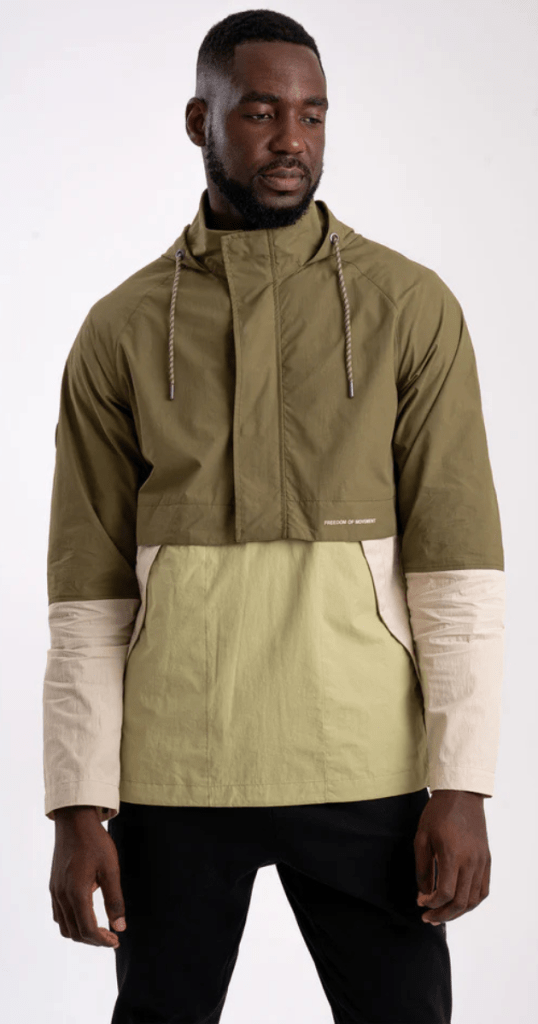 Image of man wearing a water proof jacket