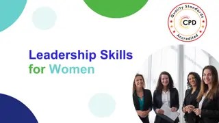 Promotional graphic for Leadership Skills for Women, featuring four professionally dressed women standing together and smiling against a backdrop of soft green and blue circular shapes. A CPD Accredited Quality Standards badge appears in the top right, highlighting the programme’s professional development credentials.